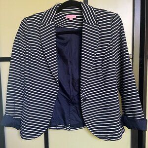Lily Pulitzer Navy/White Striped Blazer SZ M